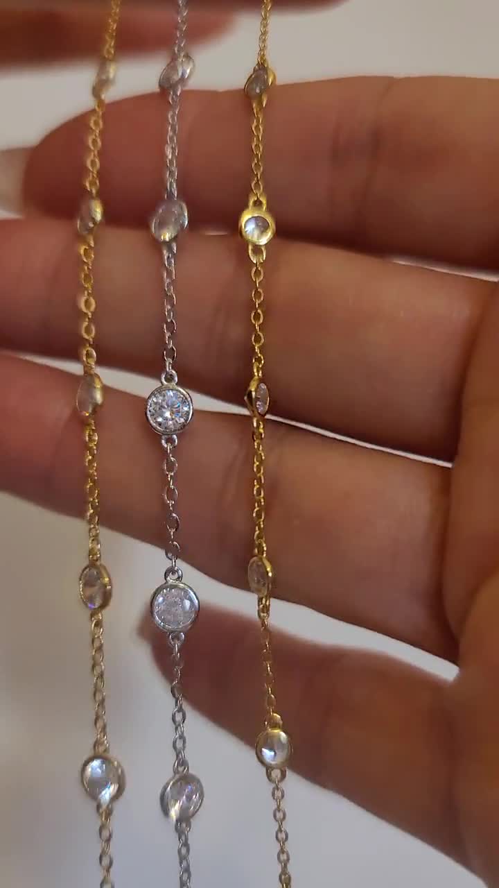 【SWAROVSKI】関税送料込 RlLtshBrcl Ld99 シルバー 人気 925 Silver CZ Station Bracelet, CZ Bezel Set Bracelet