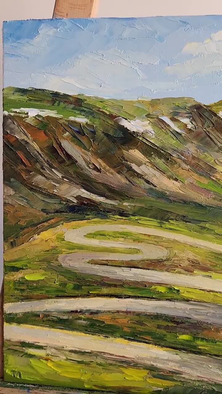 トランスアルピナの絵画：カルパティア山脈の風景油絵（12x10インチ