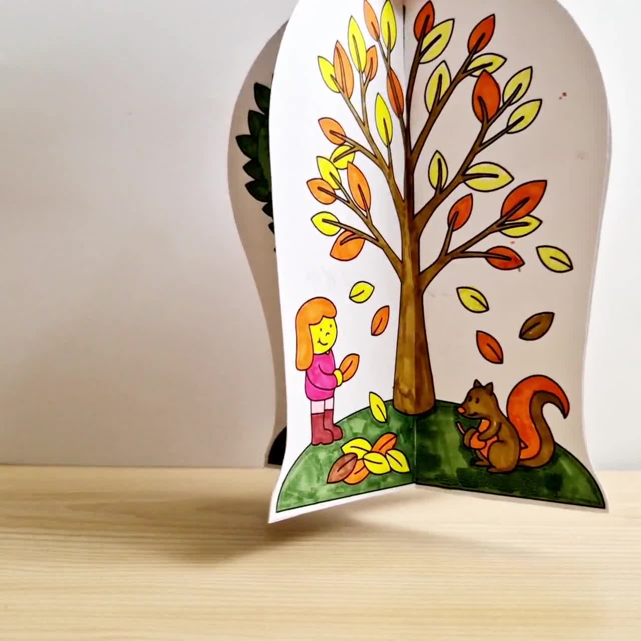 3D Seasonal Tree Coloring Craft, Four Seasons Educational Paper