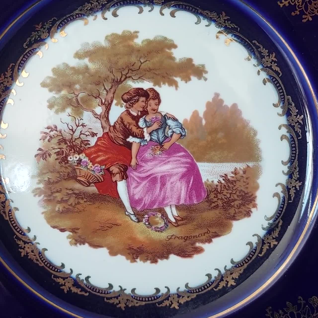 Vintage Limoges Courting Couple Fragonard Plate, Made in France