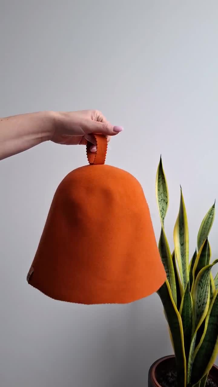 サウナハット オレンジ 100%ウール ハンドメイド - Etsy 日本