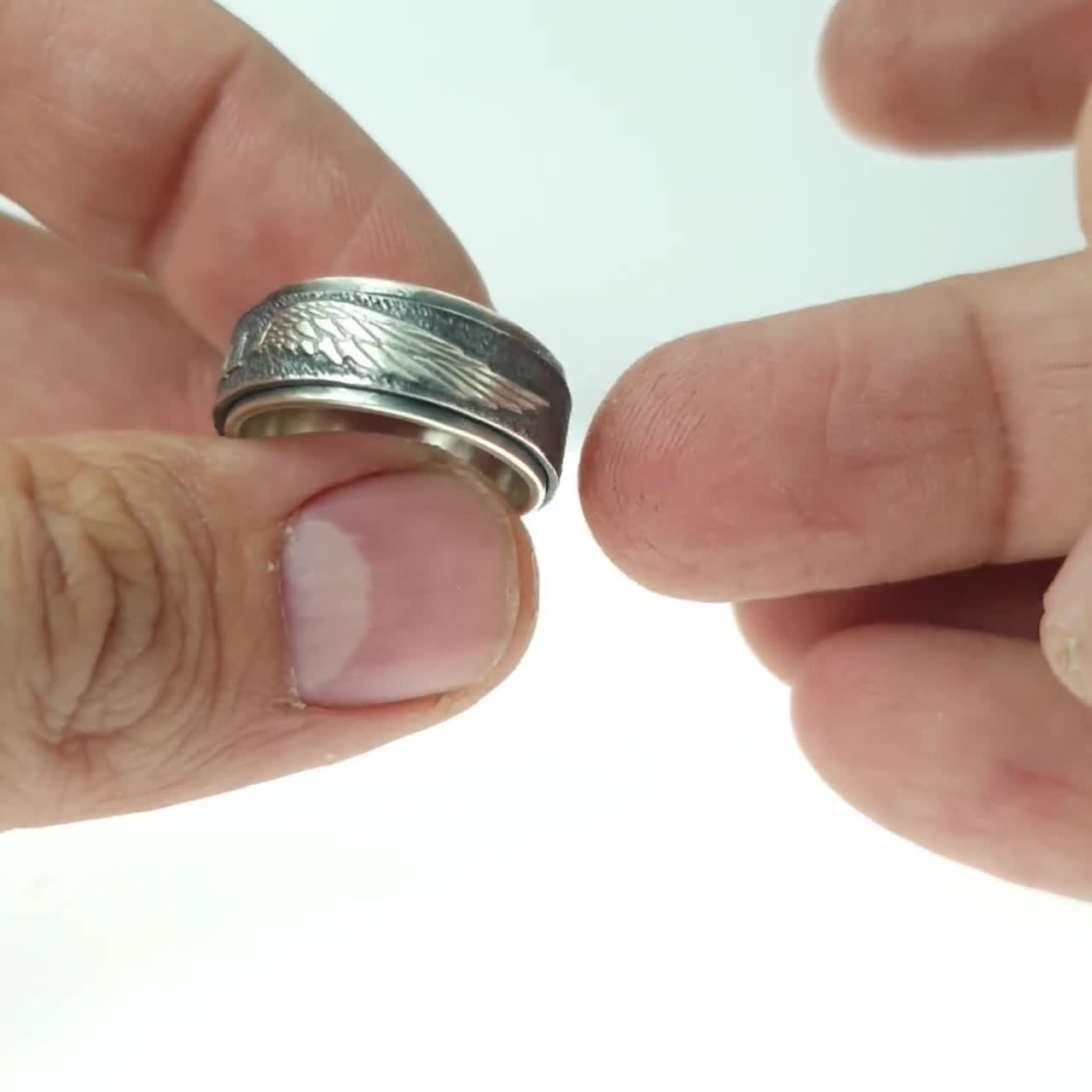 アクセサリー silver ring Angel Number 888 Spinning Silver Ring - Etsy