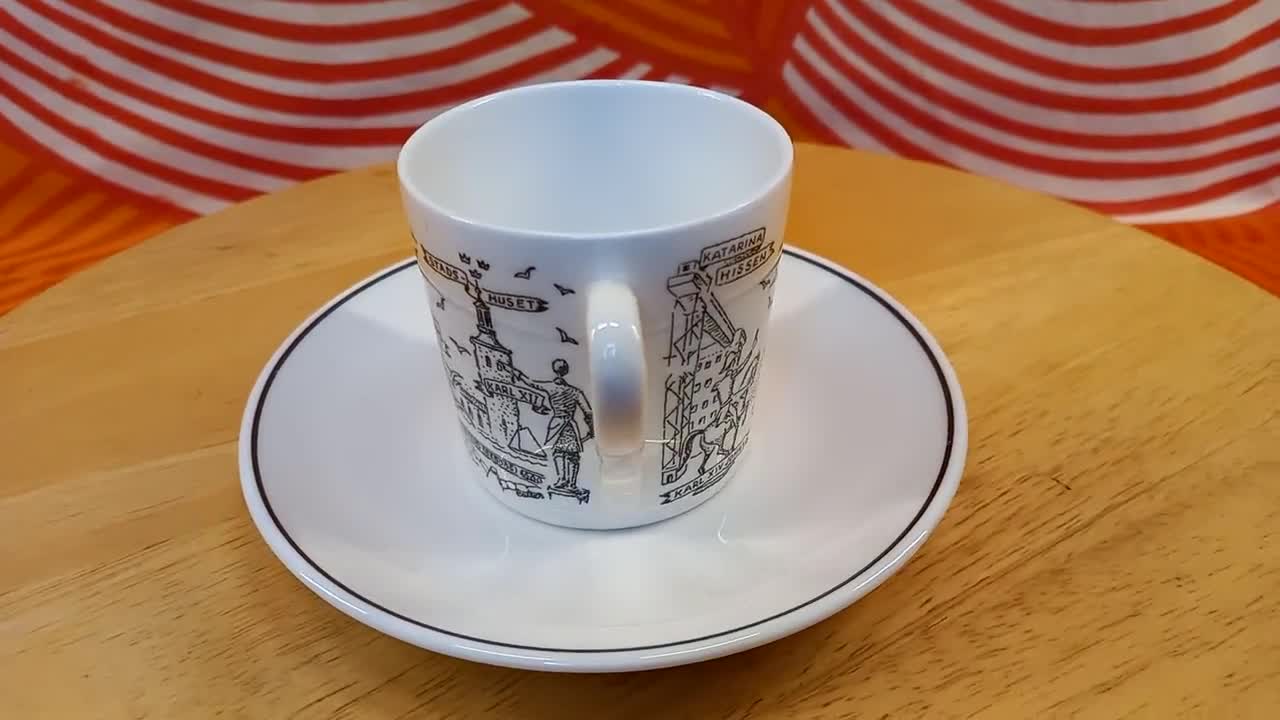 Gustavsberg,stockholm, Coffee Cup and Saucer,black and White