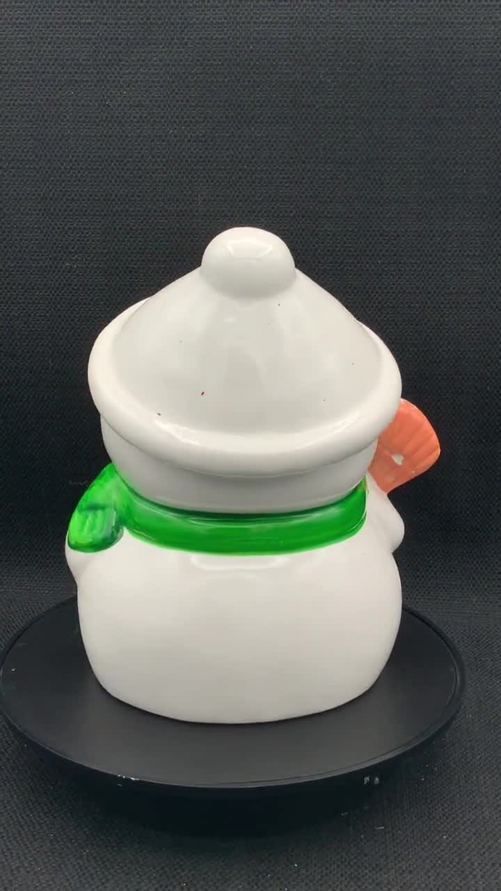 手描きの雪だるまクッキージャー、セラミック製ホリデーキッチン