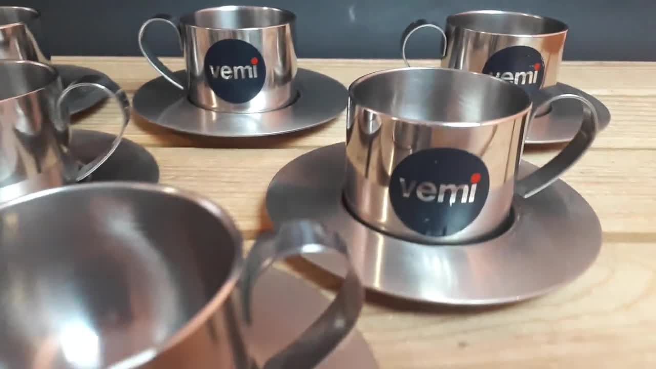 Accessorio Caffè Portabicchieri Metallico LATRAT - Supporto Per 6 Tazze Da Caffè In Acciaio Inox Dorato Portabicchieri Oro