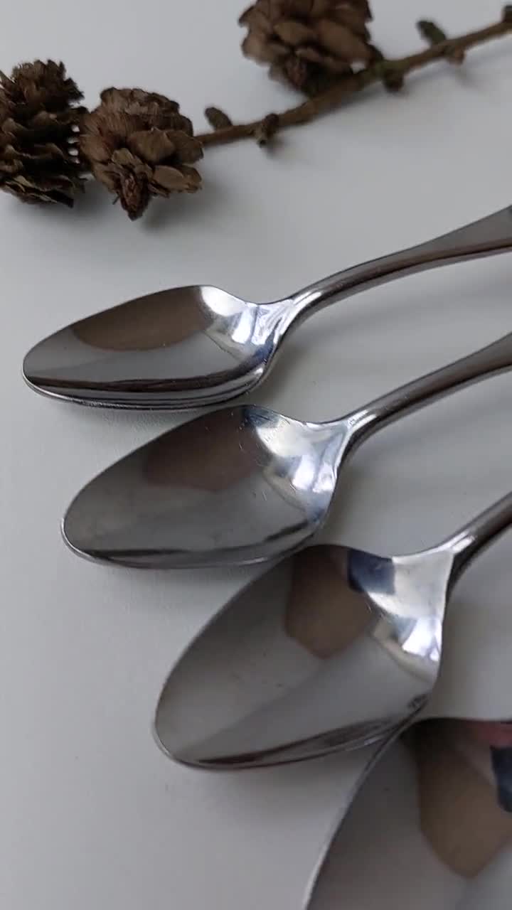 Vintage Lundtofte Denmark Teaspoons: Stainless Steel Petit Rose