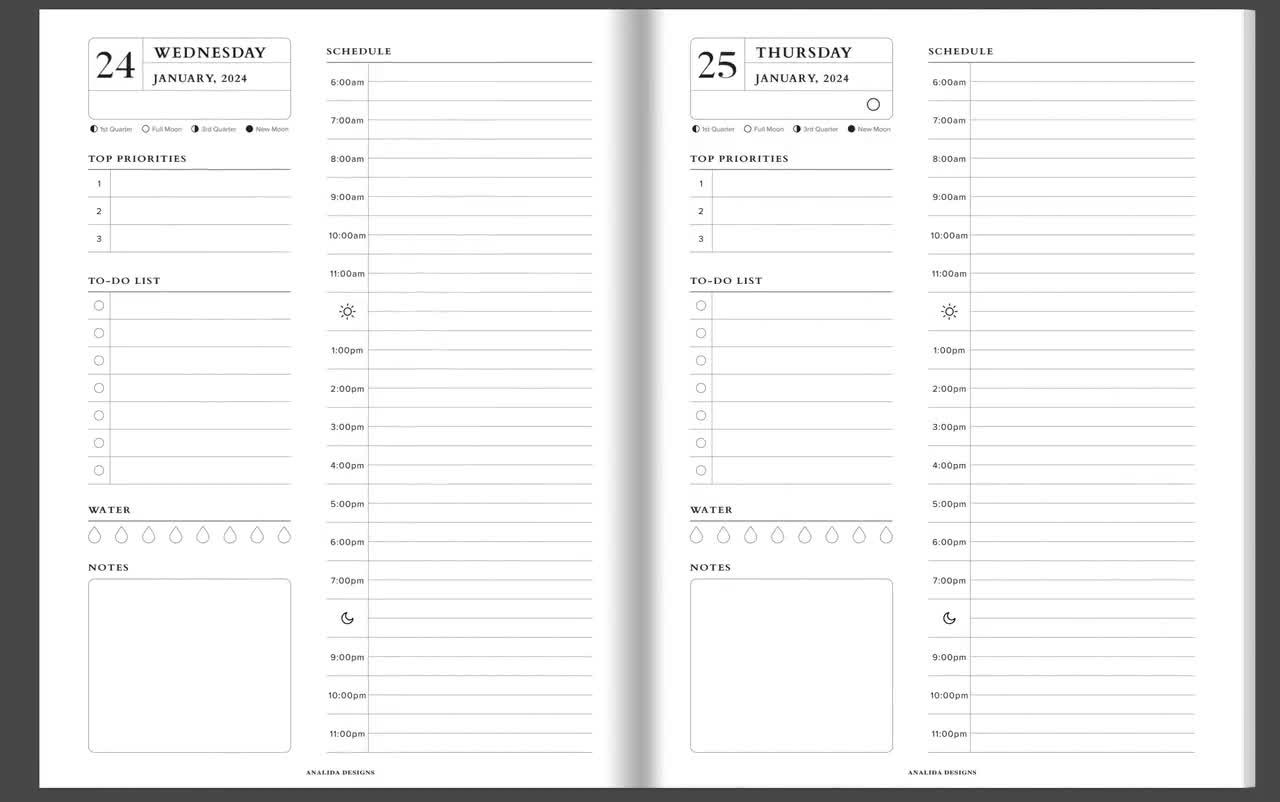 2024 Dated Daily Planner Printable, Happy Planner Classic, Daily Printable  Inserts, Time Blocking Template, Work Day Schedule, HP Classic 