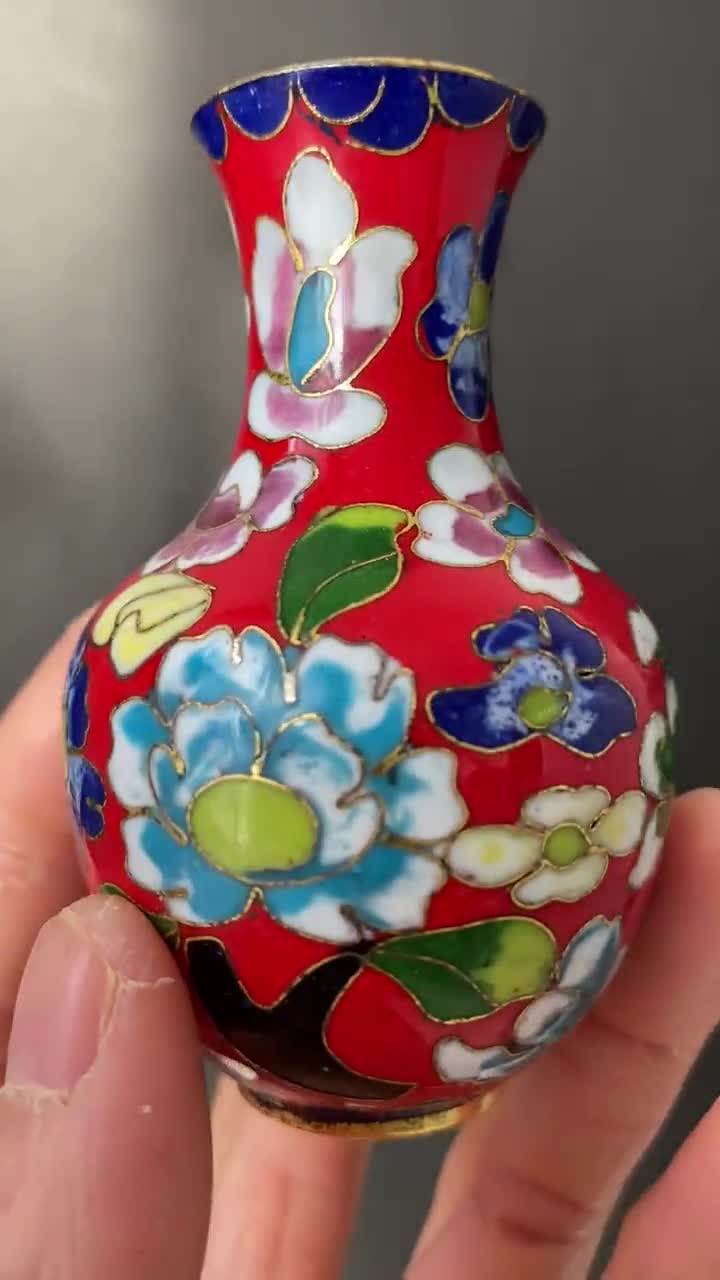 美品　七宝焼　花瓶 W0742 ヴィンテージ中国七宝焼エナメル花瓶/装飾七宝花瓶 - Etsy 日本