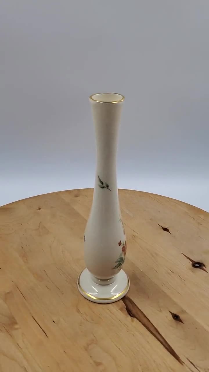Lenox Floral Pattern Bud Vase With Gold Trim - Etsy