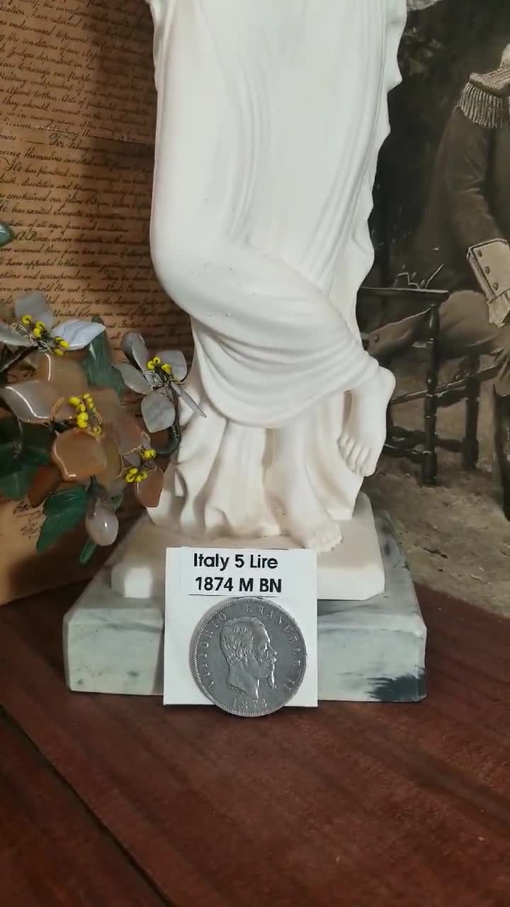 イタリア 5 リラ 1874 M BN。銀 24.94 g。ヴィットーリオ
