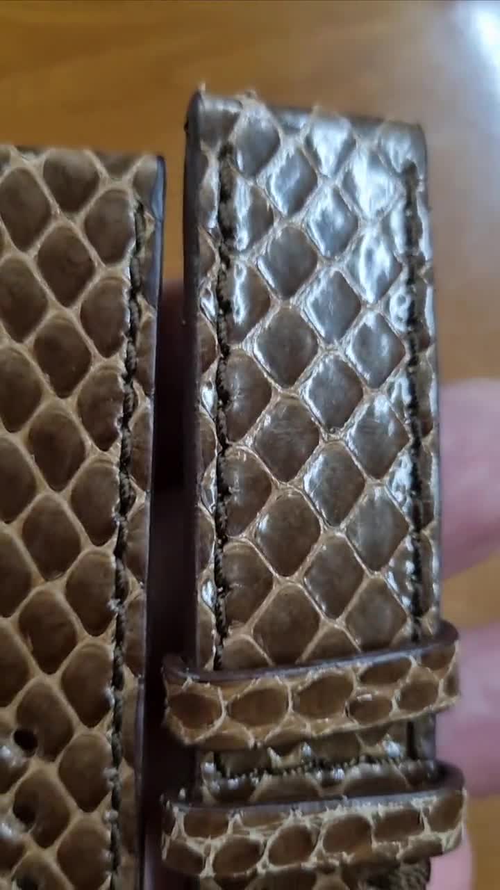 Cinturino Pelle Di Serpente Marrone Per Orologio, Varie Taglie 12-36 Mm, Fatto A Mano Vietnam