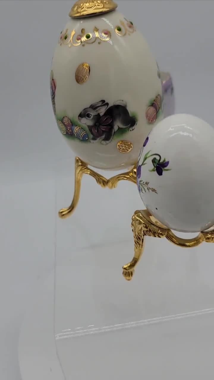 Vintage Lenox Porcelain Easter Egg With Stand: Hand-painted