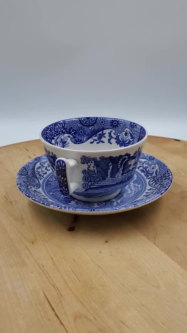 Spode Italian Blue and White Teacup and Saucer Set - Etsy Canada