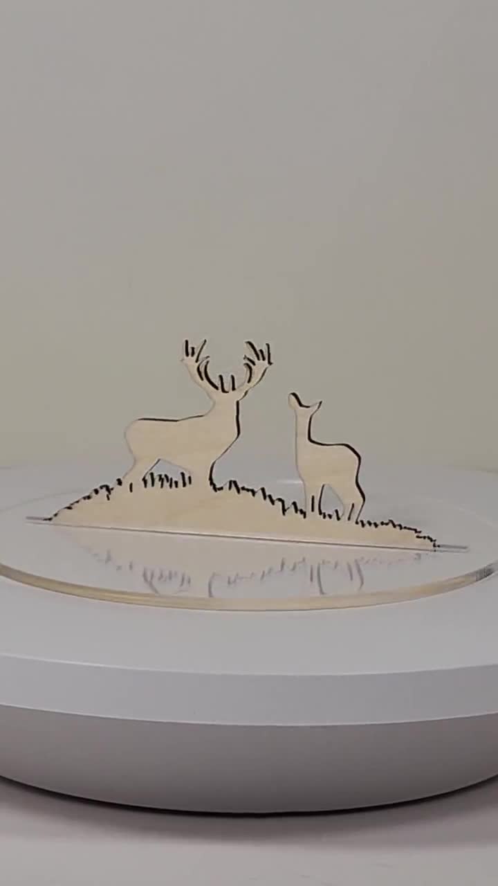 Scene Deer - Laser Cut Out Unfinished Wood Craft Shape DER62 Scene Deer - Laser Cut Out Unfinished Wood Craft Shape DER62