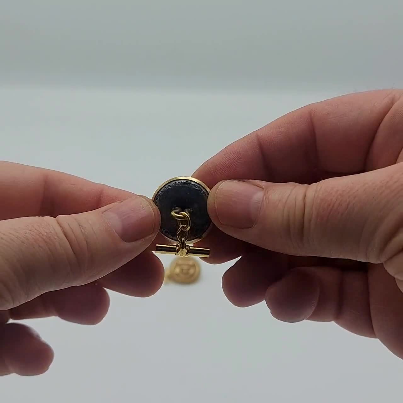 アンティーク英国商船海軍ボタンチェーンリンクカフスボタン – 23 mm