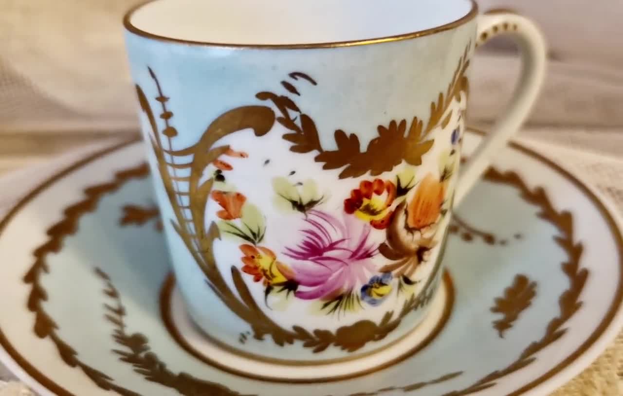 Limoges vintage mokka filiżanka Francja porcelana flover