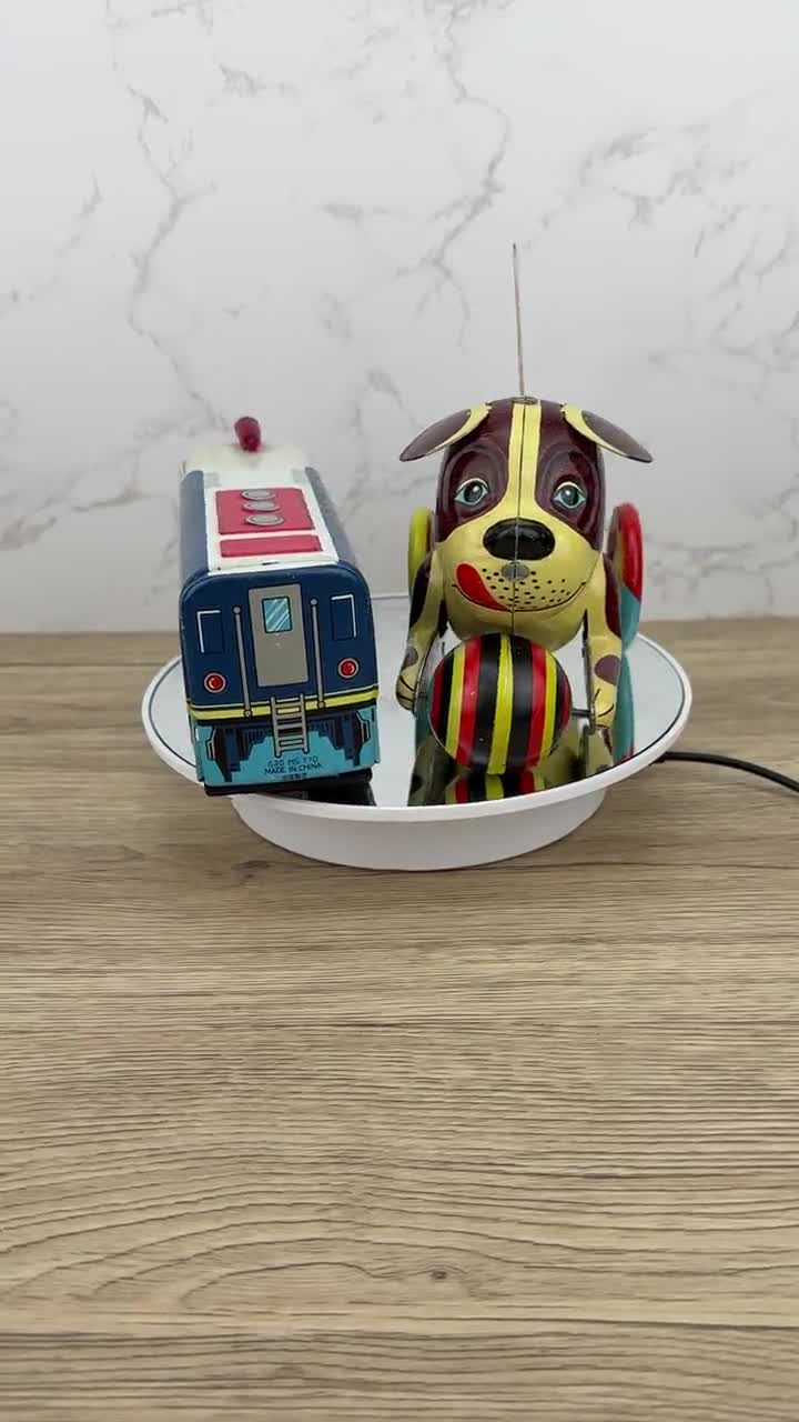 Ancien Jouet Mécanique ALPS – Chien Pat The Dog – Tôle – À Restaurer