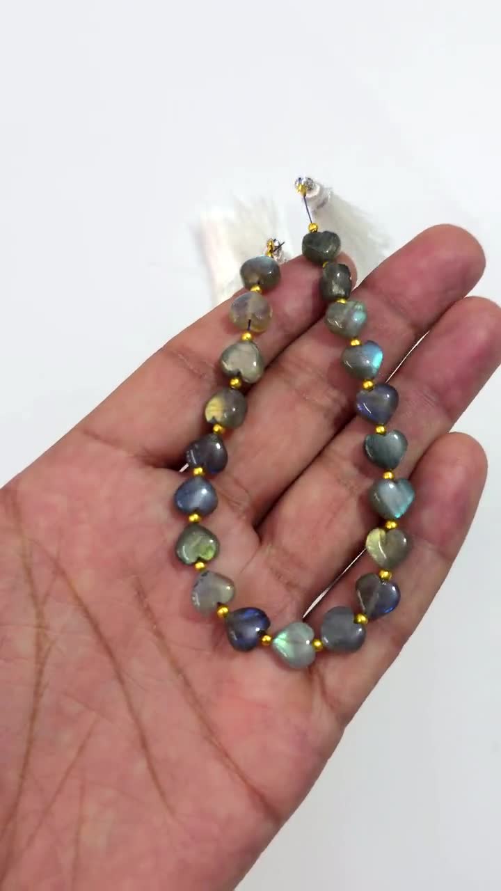 ブルーフラッシュラブラドライト、20 個、ラブラドライト ハート型