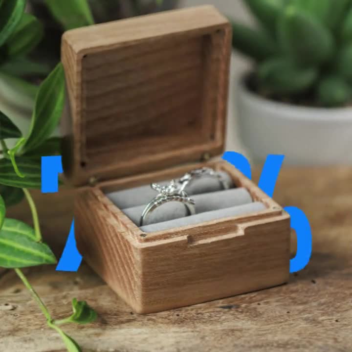 RWA Scatola Porta Anelli In Resina Epossidica E Legno – Flash Platino/Clear, Scrigno Per Proposta Di Matrimonio O Viaggi