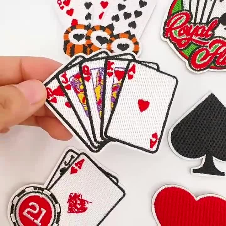 20 Pezzi Toppe Termoadesive a Forma di Carte da Gioco, Iron-On Poker Ace Abbigliamento Patch, Toppe Ricamate Decorative per Applique, per Giacche di Jeans, Abbigliamento, Borse, Scarpe, Berretti