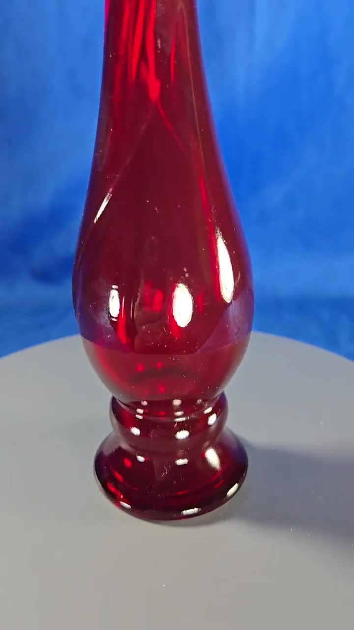 Vintage Avon Ruby Red Bud Vase – Deep Cranberry Glass Vase With
