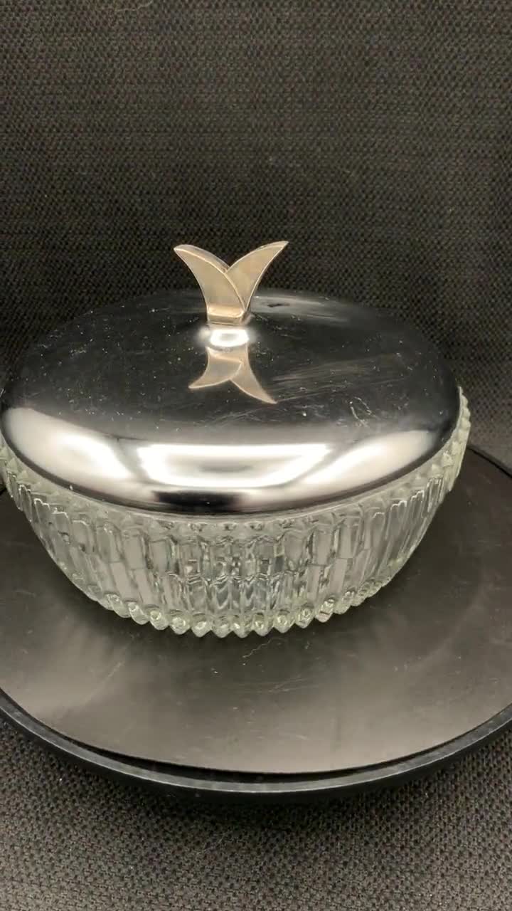 【フランス】シェル バターディッシュ ヴィンテージ ガラスプレート付き メタル フランス】シェル バターディッシュ ヴィンテージ ガラスプレート付き