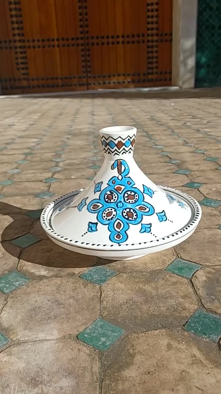 モロッコのセラミックタジン（食事用）-手描きの陶器タジン-セラミック