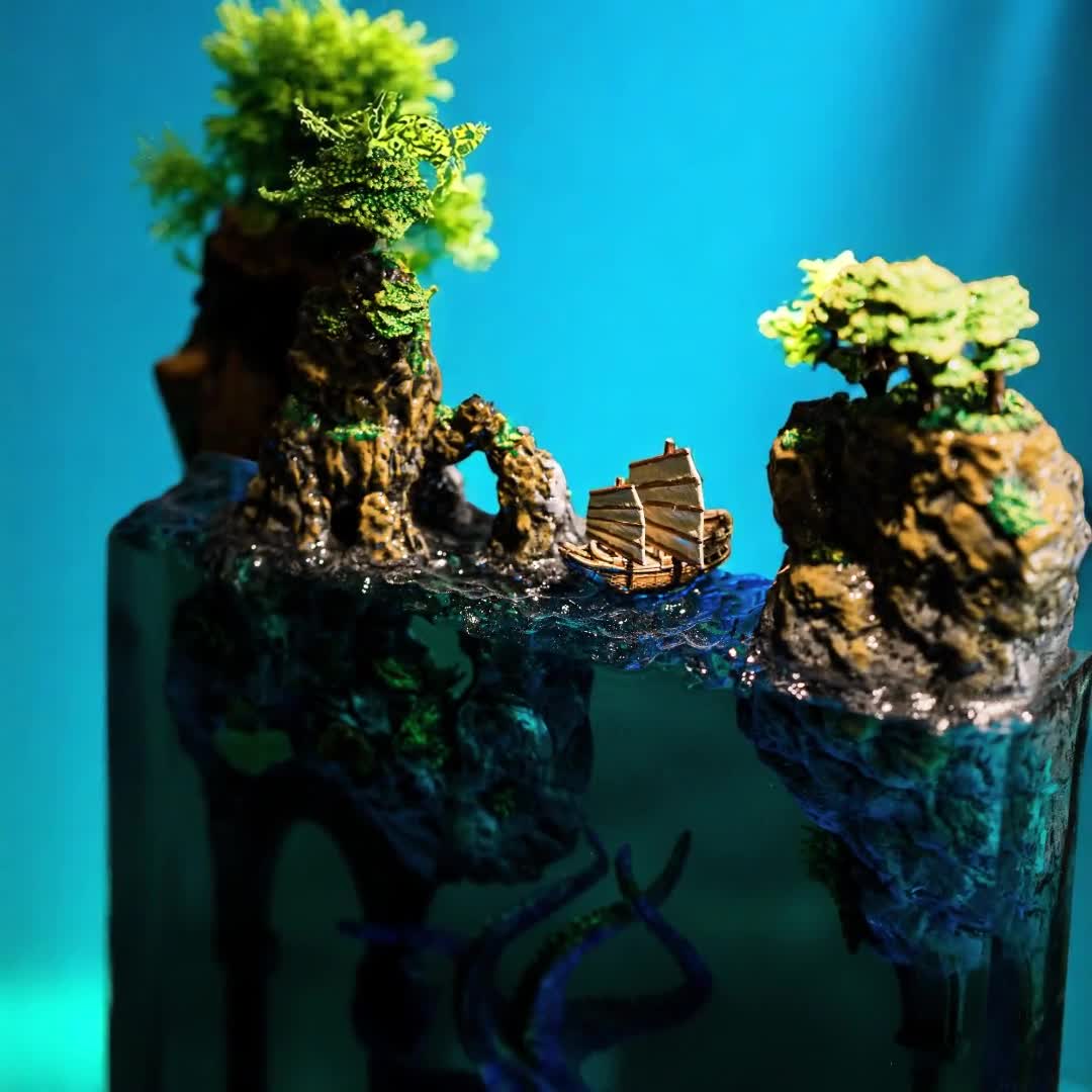 タコ型樹脂ランプ：手作りの深海ジオラマ - Etsy 日本