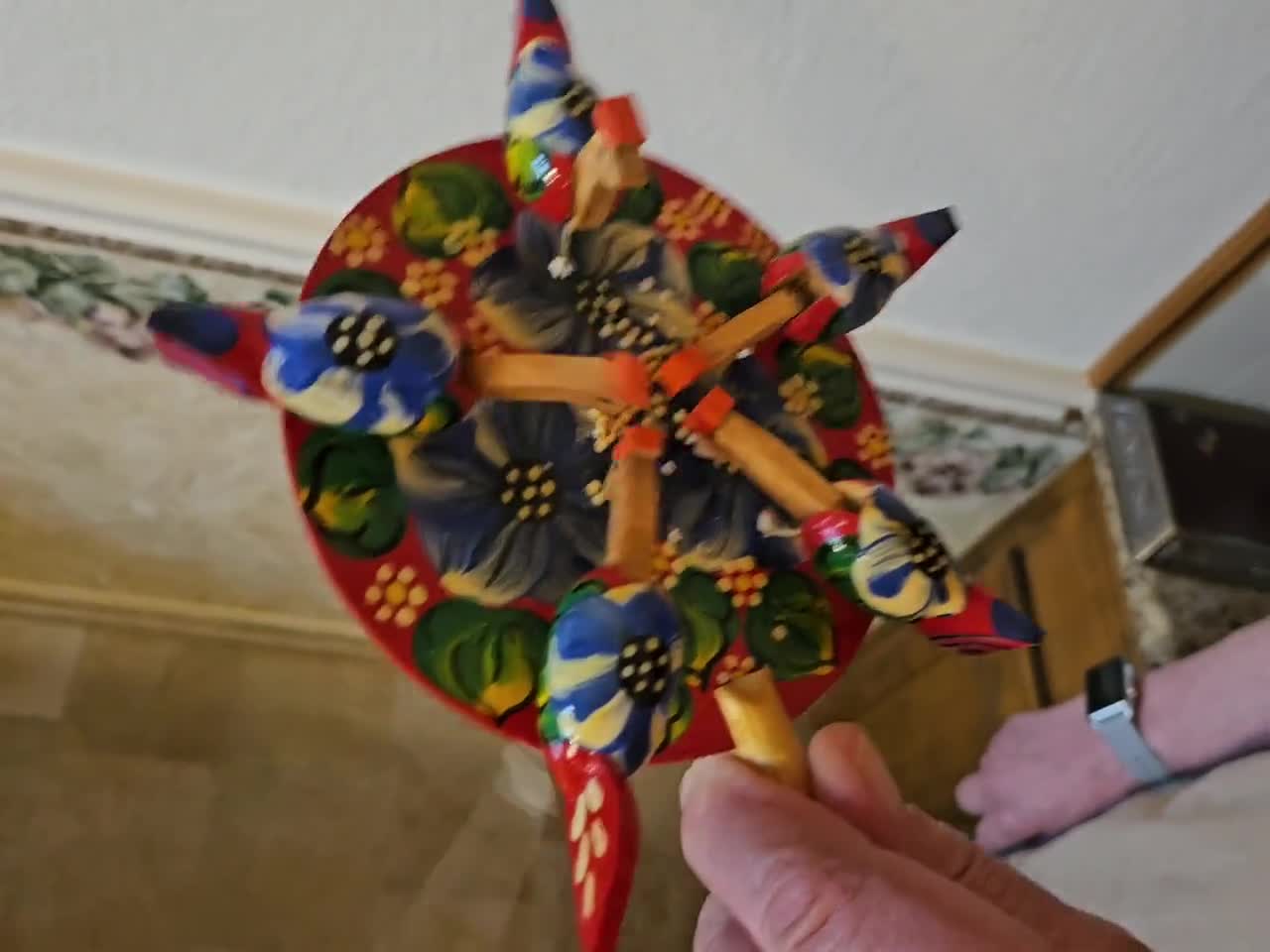Vintage Russian Hand Painted Old Fashion Wooden Moving Toy-pecking