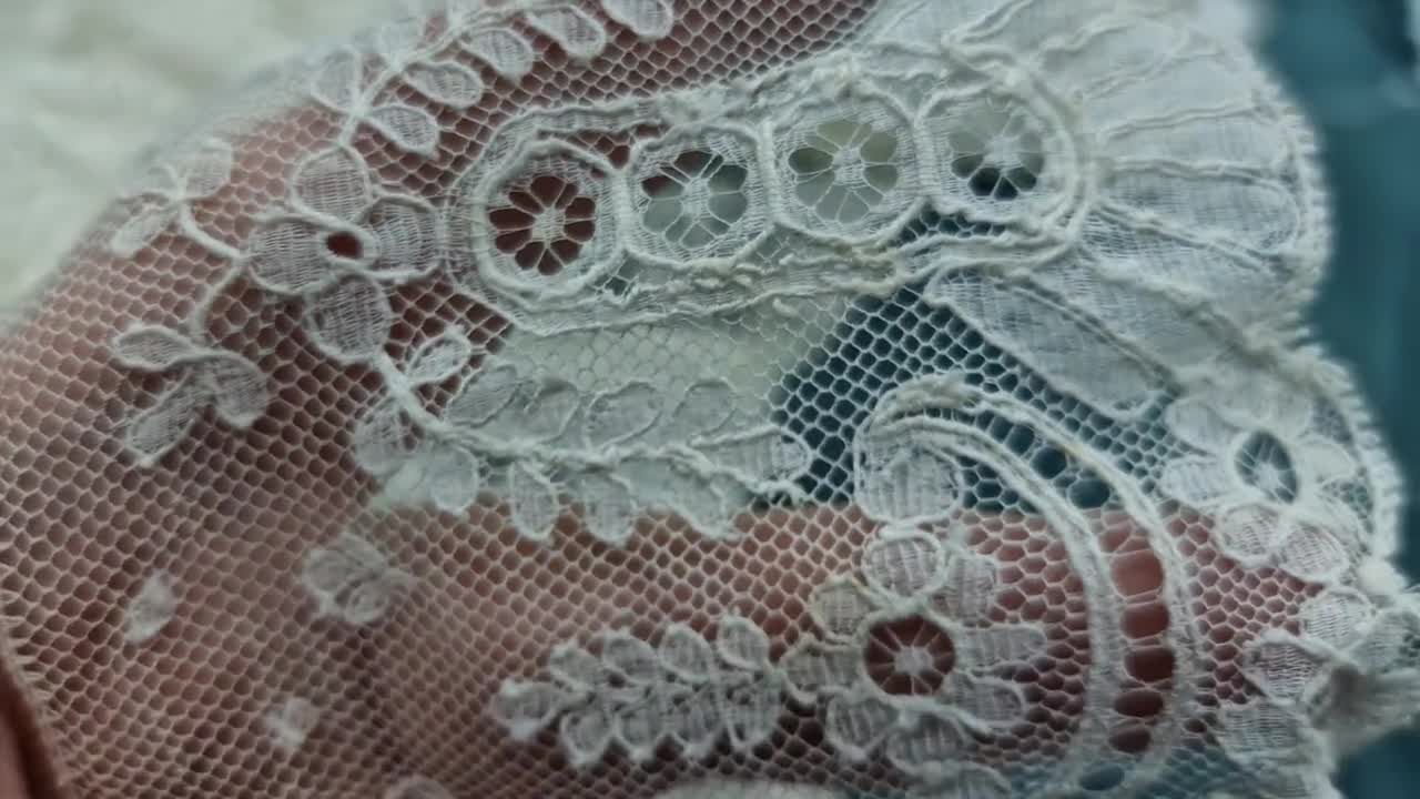 ヴィンテージホワイトレース、アンティークレース刺繍、ホワイト – 1