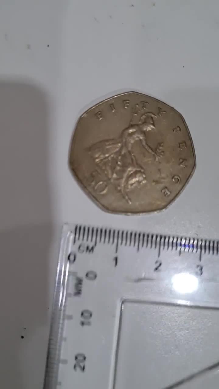 Moneda de 50 peniques de Britannia, Reino Unido, 1985: Reina Isabel II, moneda vintage coleccionable británica video poster