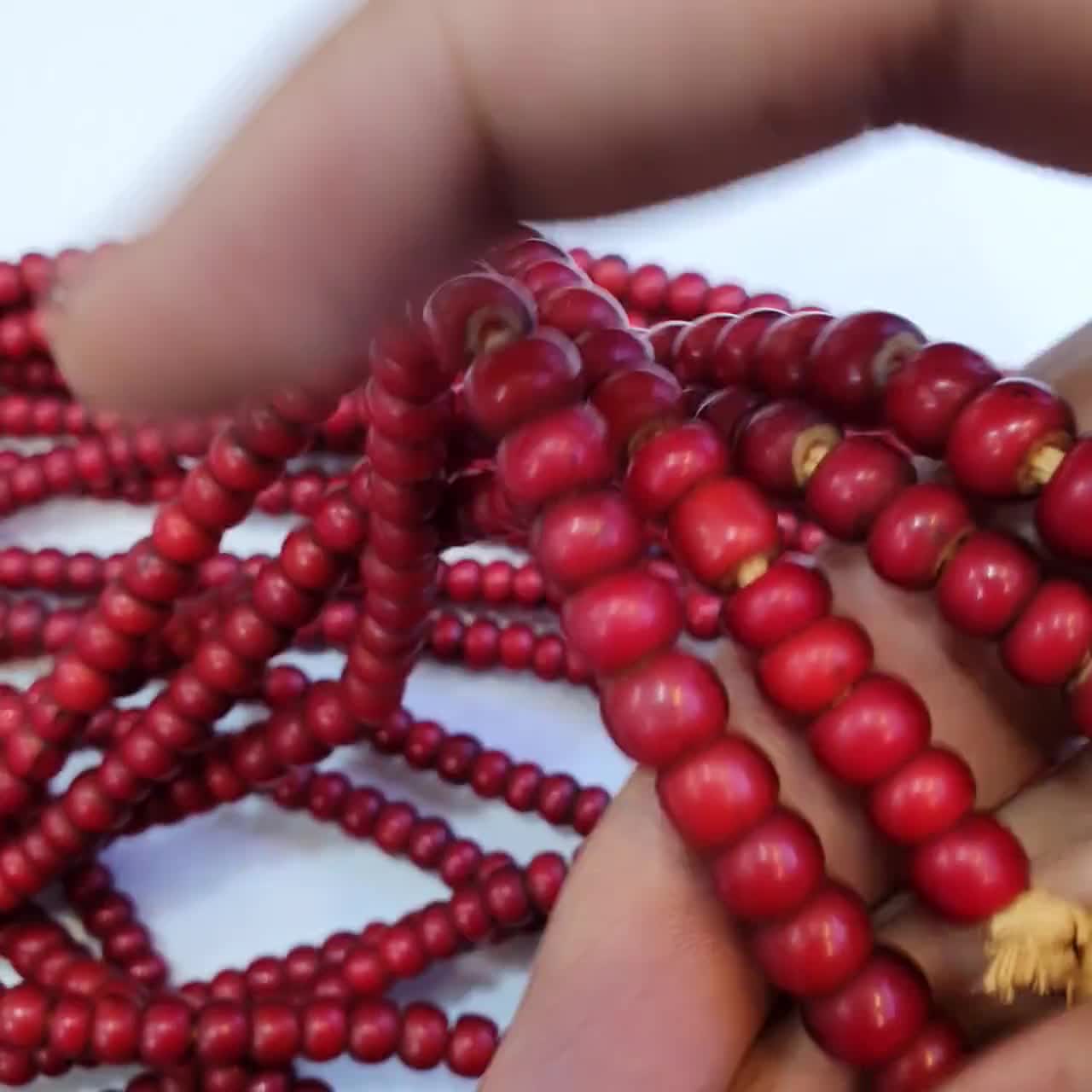 アンティーク ブラッドレッド ベネチアン トレード ホワイトハーツ