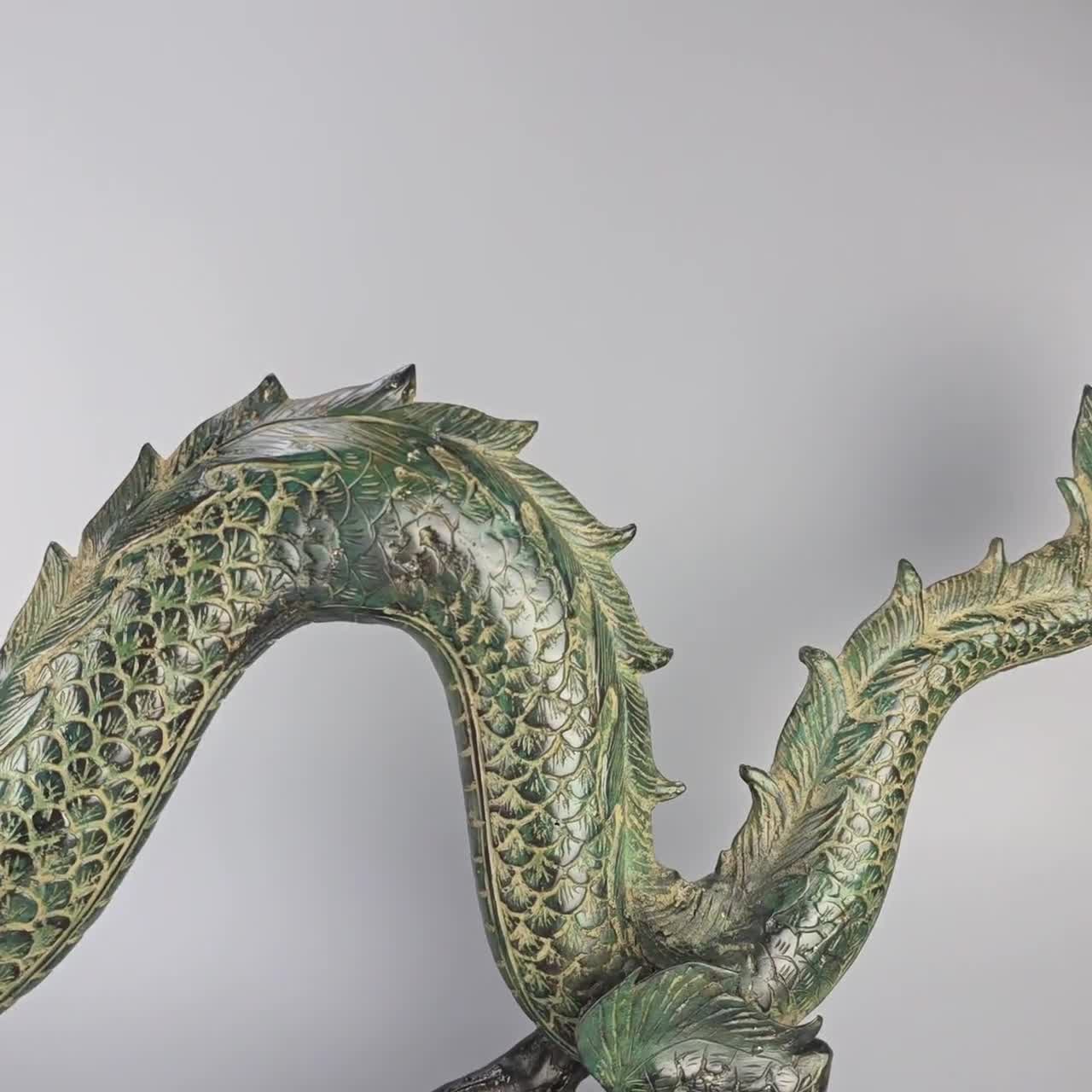 ブロンズ製蛇紋石龍彫刻（真珠玉付き）（68 CM） - Etsy 日本