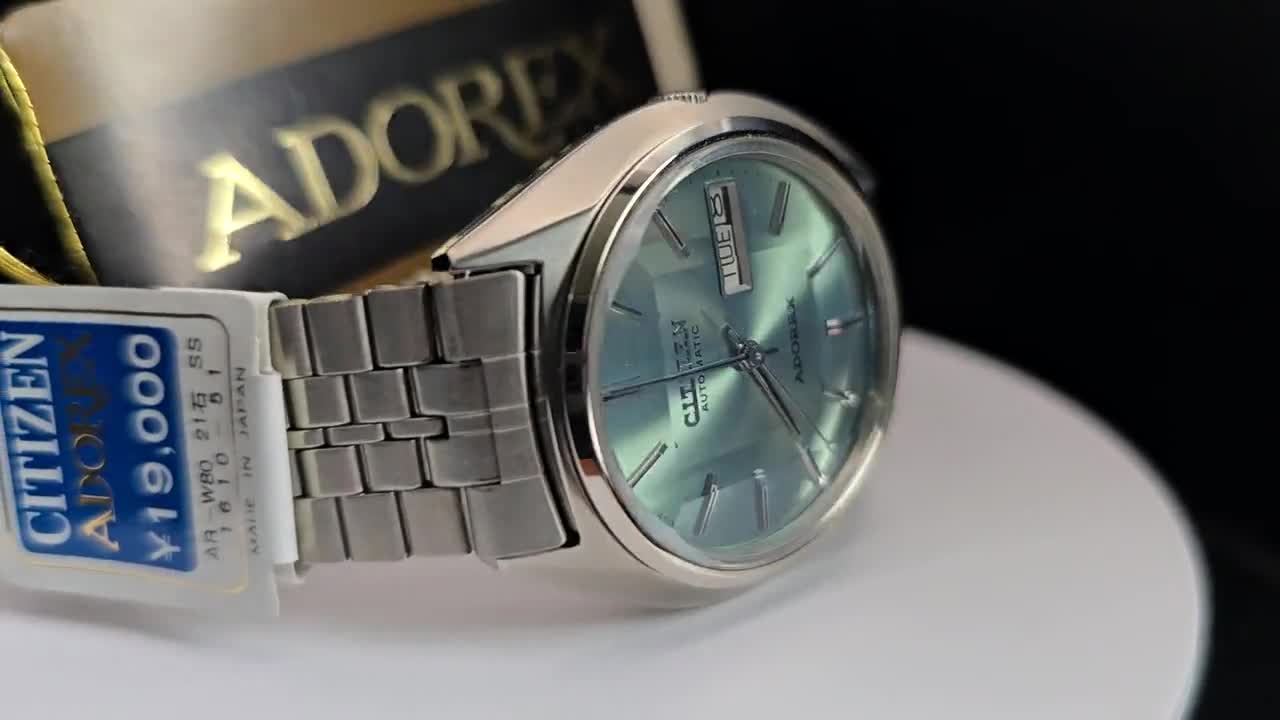 Vintage Automatic Watch Citizen Adorex Faceted Glass , Old Sock