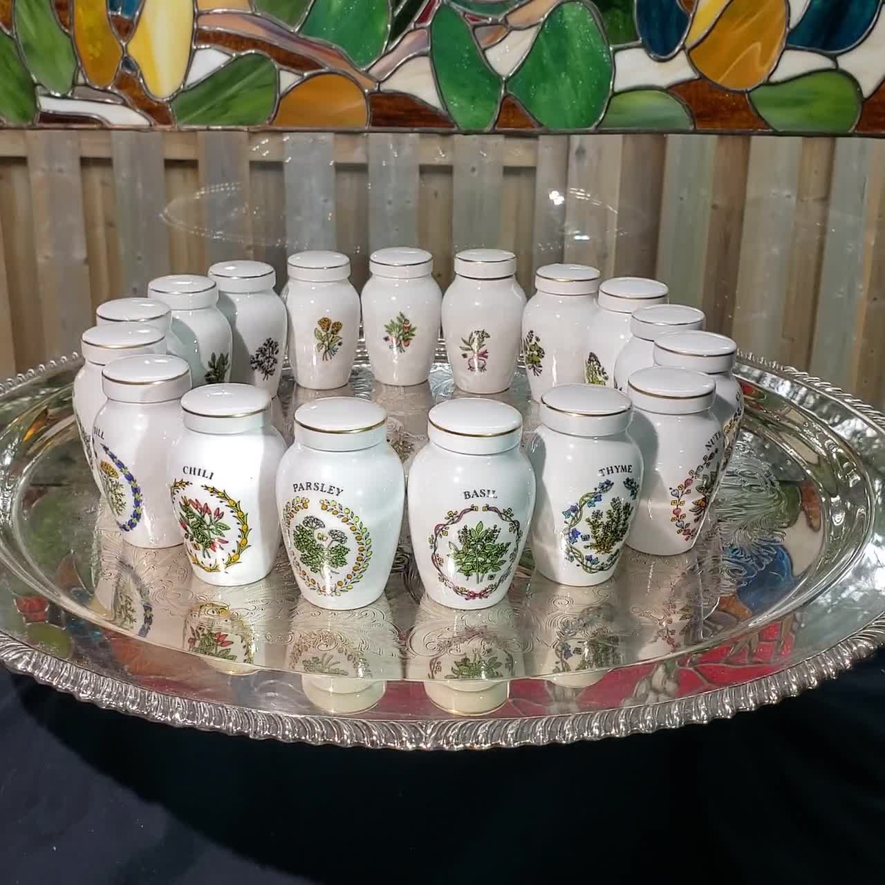 Vintage Franklin Mint Porcelain Spice Jar Set: 1980s Kitchen Decor