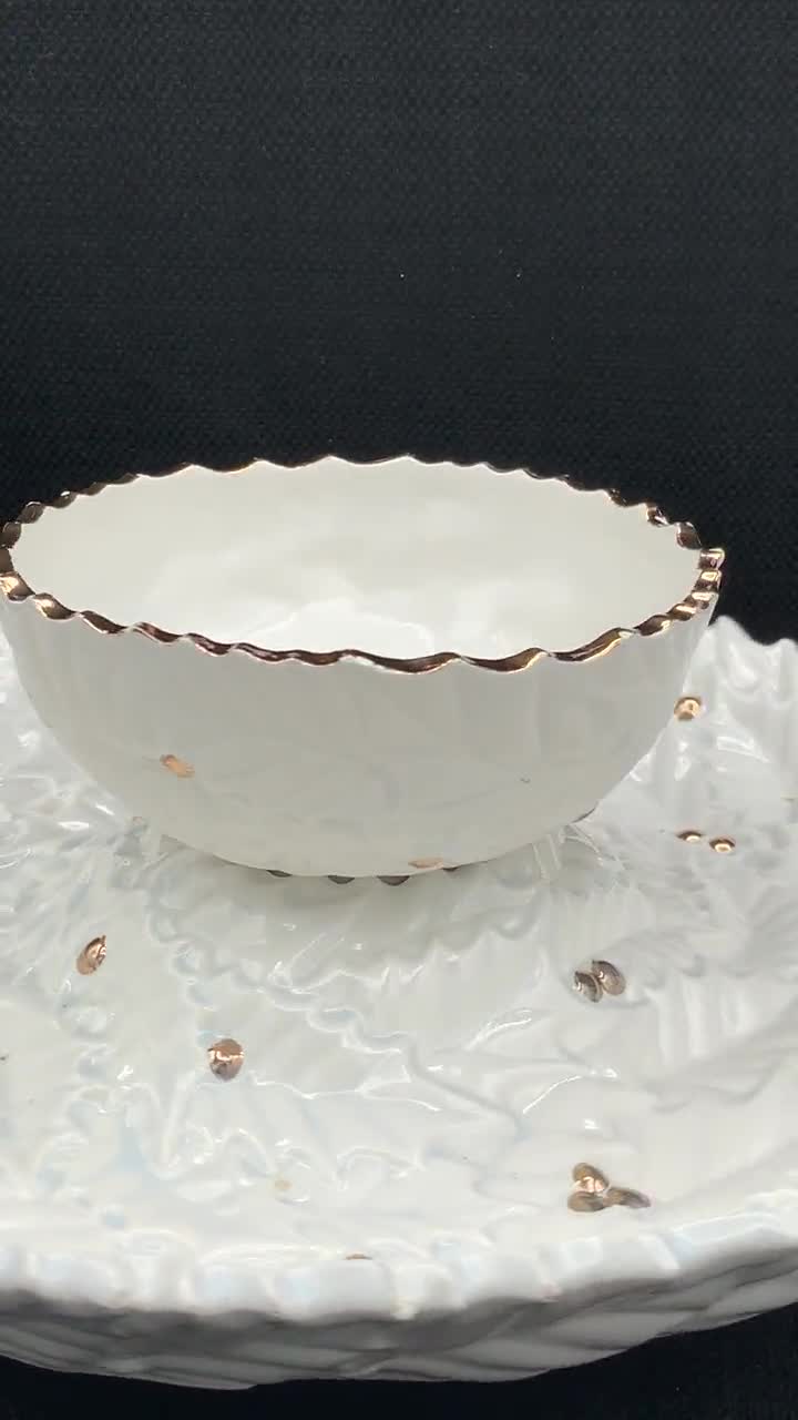 Set 3 Ciotole Tonde porta SALSE in Ceramica Bianche per Aperitivi Snack