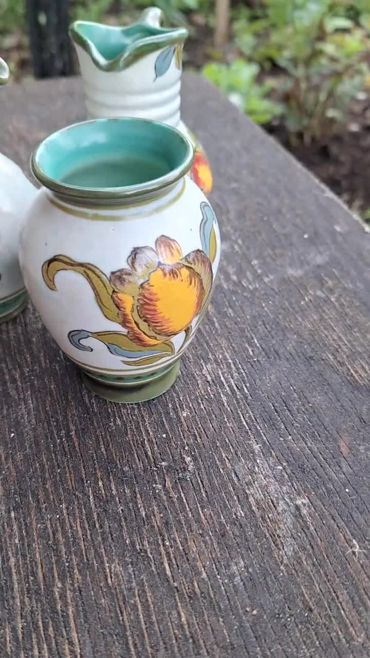 ピッチャー　ボウル　チューリップ　ムスカリ　陶器　ヴィンテージ アイリーン、ゴーダ、ヴィンテージオランダ陶器、南ホラント工場