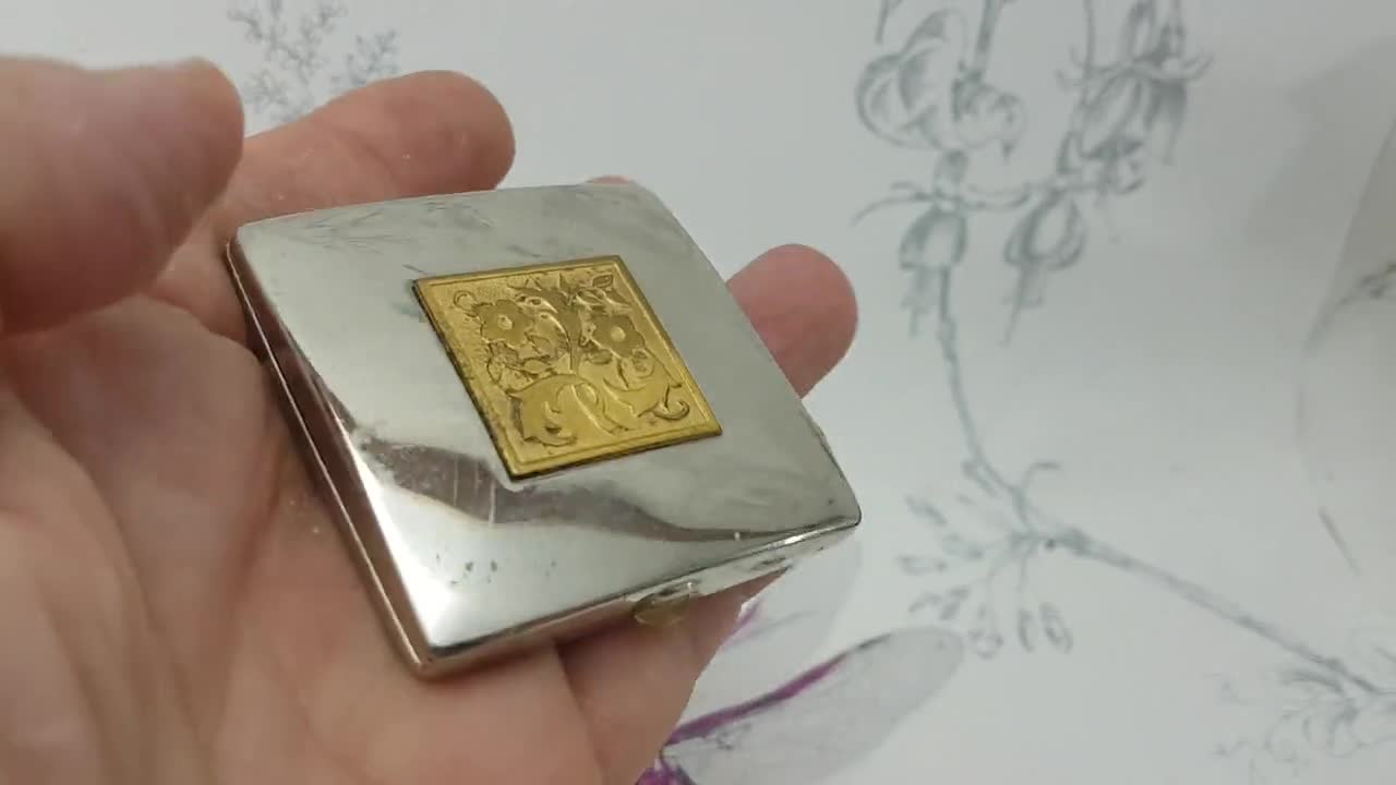 Vintage Yardley Compact Mirror, Square Art Deco Yardley Powder