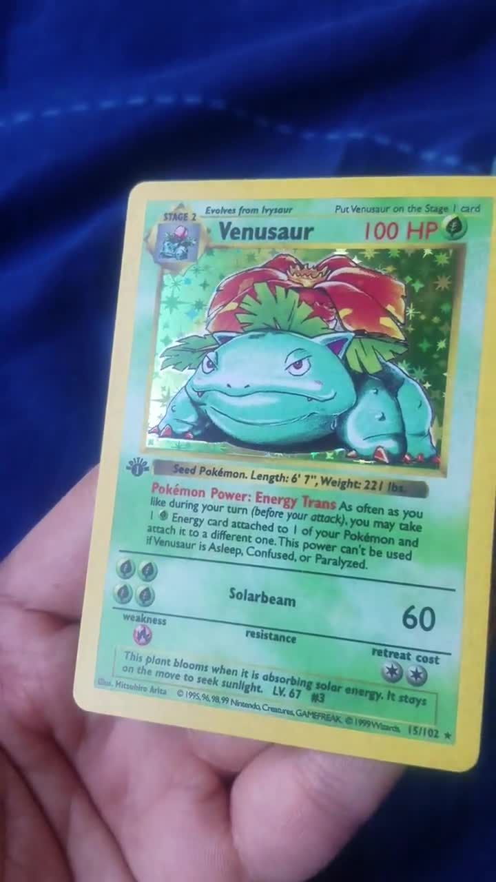 英語版初期　ポケモンカード　Venusaur shadowless holo M Venusaur EX Pokemon Card XY1 002/060 RR Holo Rare Vintage