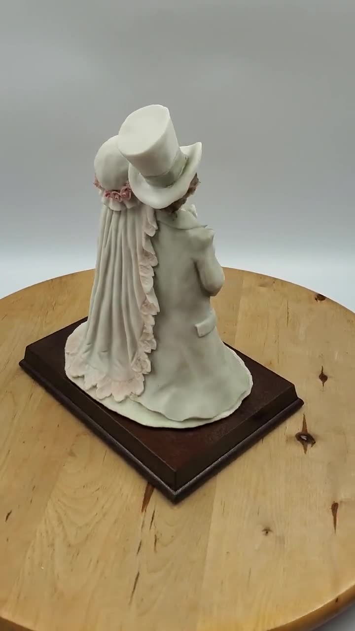 Vintage Auro Belcari Bride and Groom Wedding Couple Statue