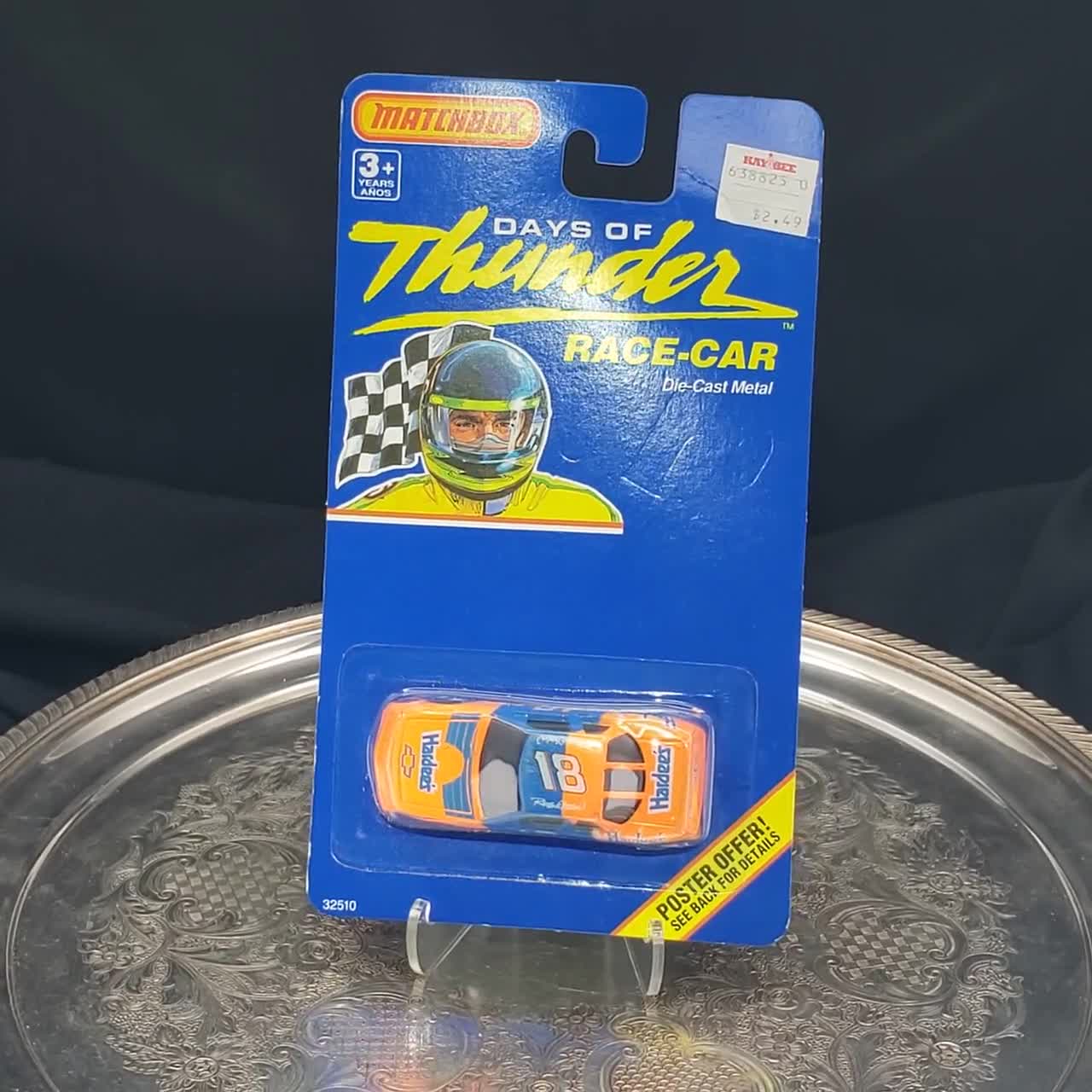 アメリカビンテージ ブリキ ミニカー US MAIL 。JunkCars。 Vintage Matchbox Days of Thunder Hardees #18 Movie Car - 1/64