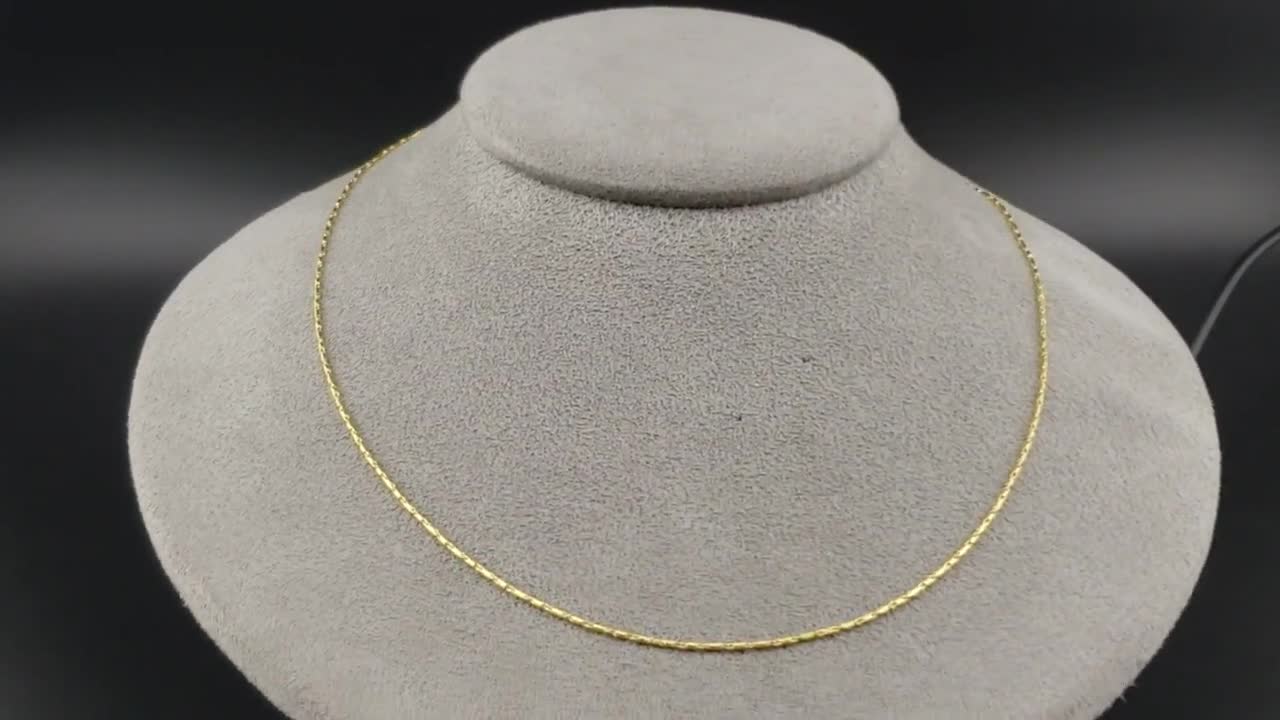 14k Gold Chains, 14k Yellow Gold .90mm Diamond Cut Round Baht