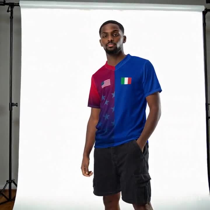 アメリカとイタリアのスプリット二国間ユニセックスサッカージャージ