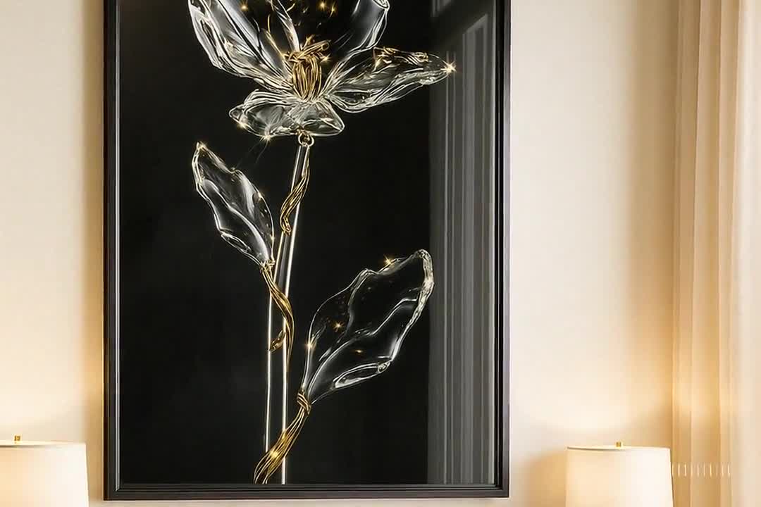 Crystal & Gold Flower Wall Art – Luxury Modern Poster | Elegant Triptych and Printable Artwork | Instant Digital Download video poster