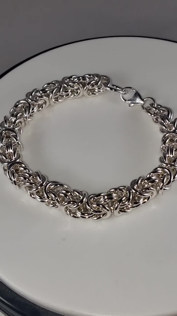 Chunky Byzantine Silver Bracelet, Very Heavy Silver Bracelet