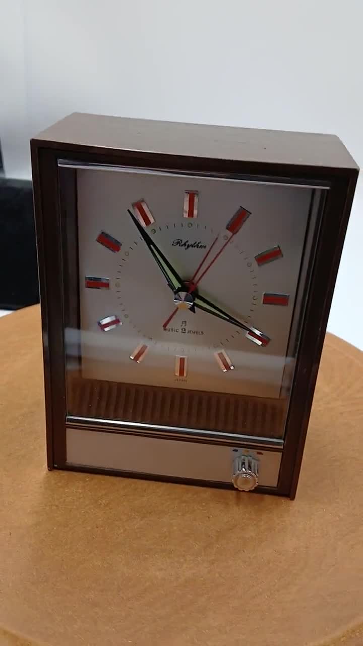 Vintage Rhythm Musical Alarm Clock: Mid-century Modern, Made in