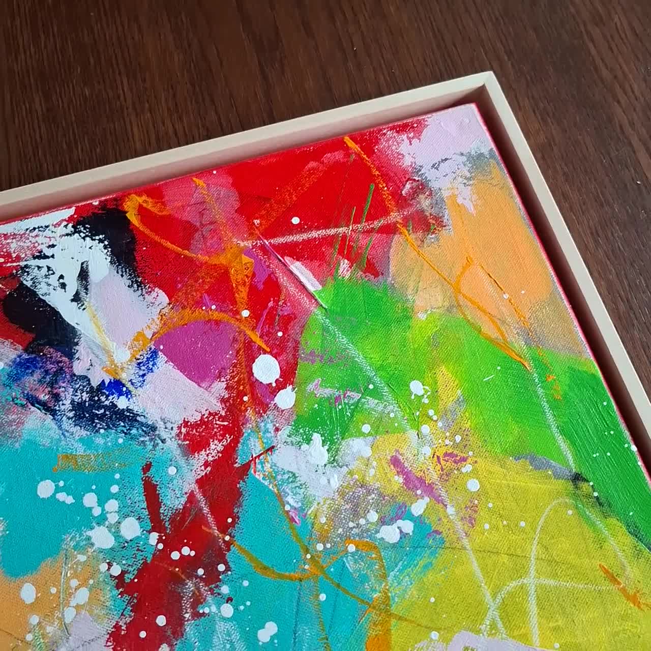 キャンバスに描かれたアクリル画、リビングルーム用の絵、カラフルな