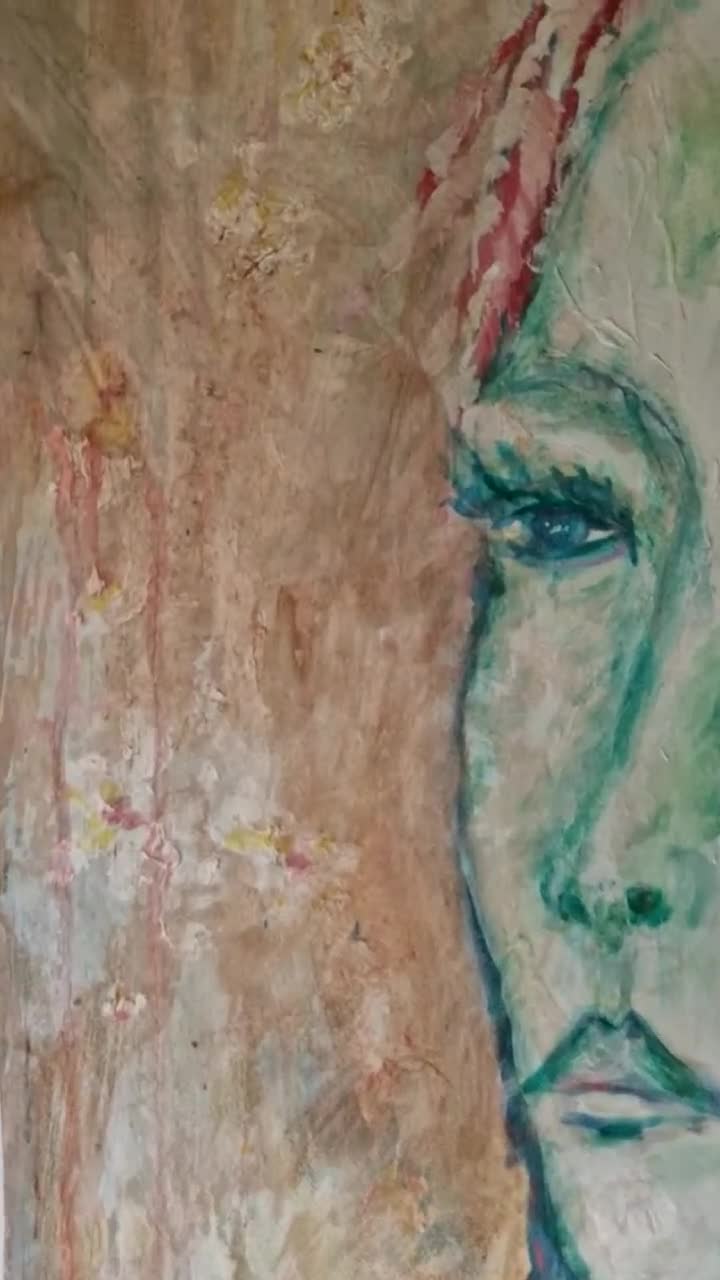 表現力豊かな抽象肖像画 - 女性 - 現代油絵 - 66.5 x 80 cm - Etsy 日本