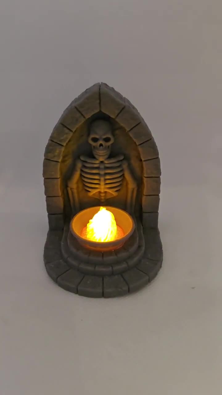 DRAGONLOCK Dungeon Flickering LED Skeleton Statue Brazier video poster