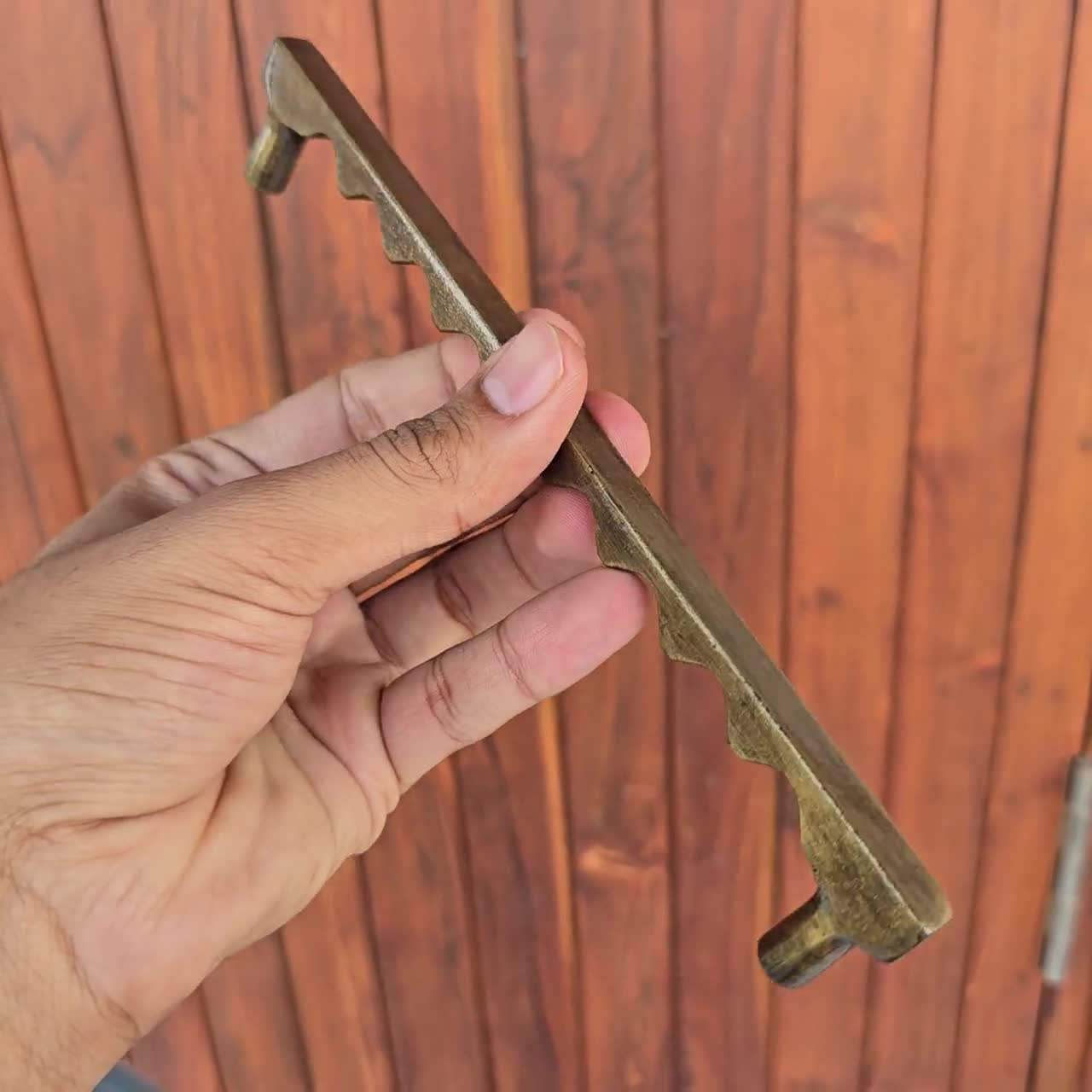 Antique Brass Iron Cabinet Handle: Wavy Rustic Drawer Pull video poster